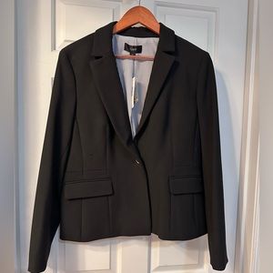 J Crew Black Suit Jacket. Size 14. NWT. Ruffle back.